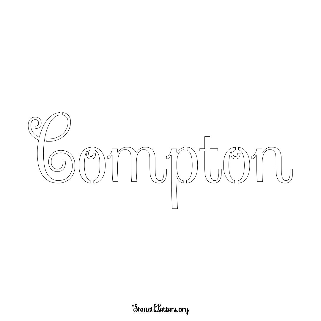 Compton name stencil in Ornamental Cursive Lettering