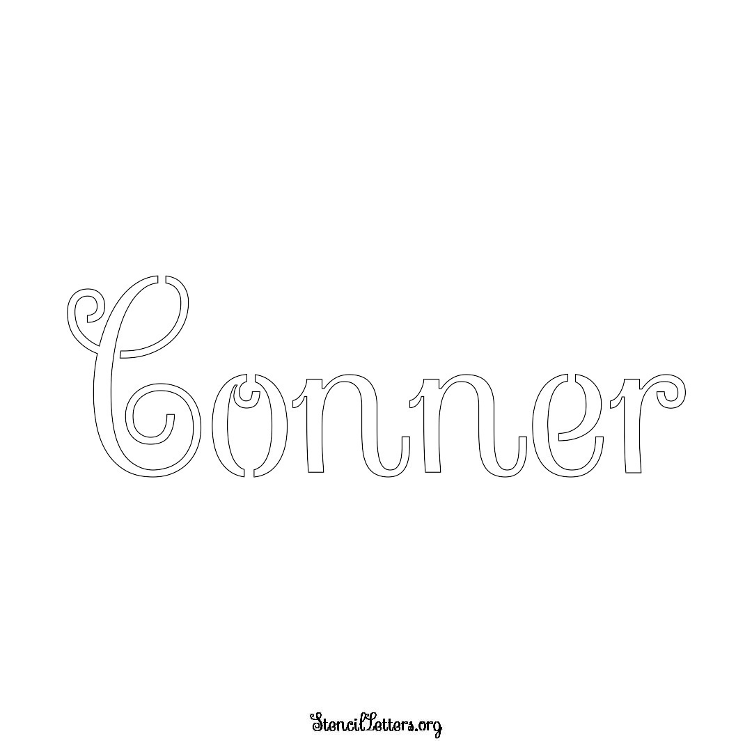 Conner name stencil in Ornamental Cursive Lettering
