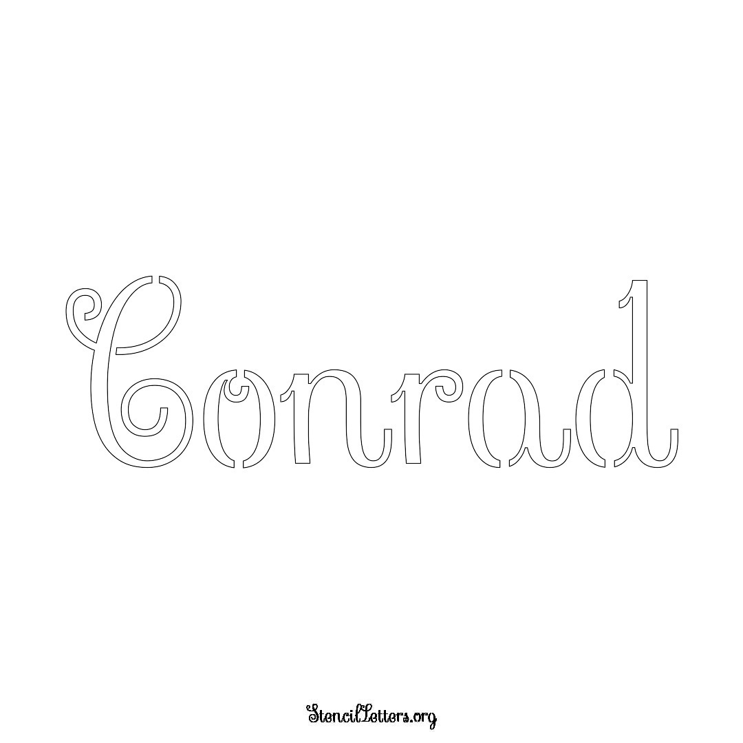 Conrad name stencil in Ornamental Cursive Lettering