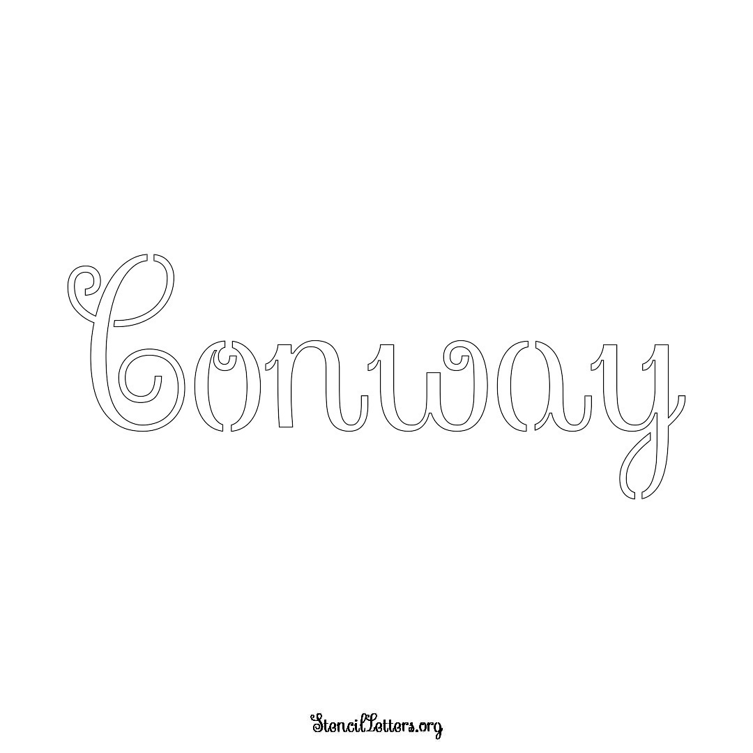 Conway name stencil in Ornamental Cursive Lettering