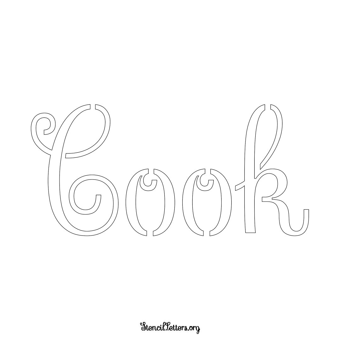 Cook name stencil in Ornamental Cursive Lettering