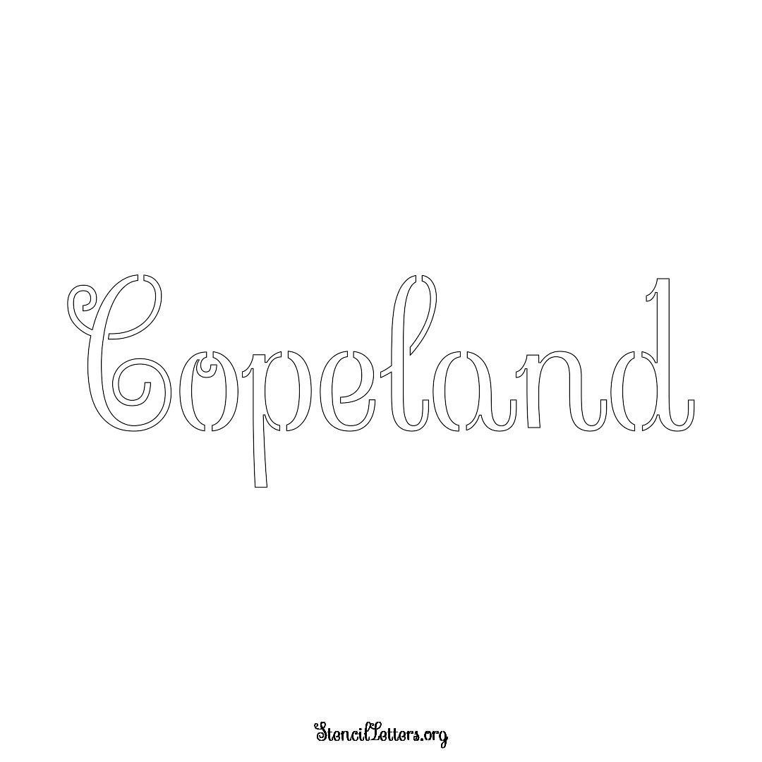 Copeland name stencil in Ornamental Cursive Lettering