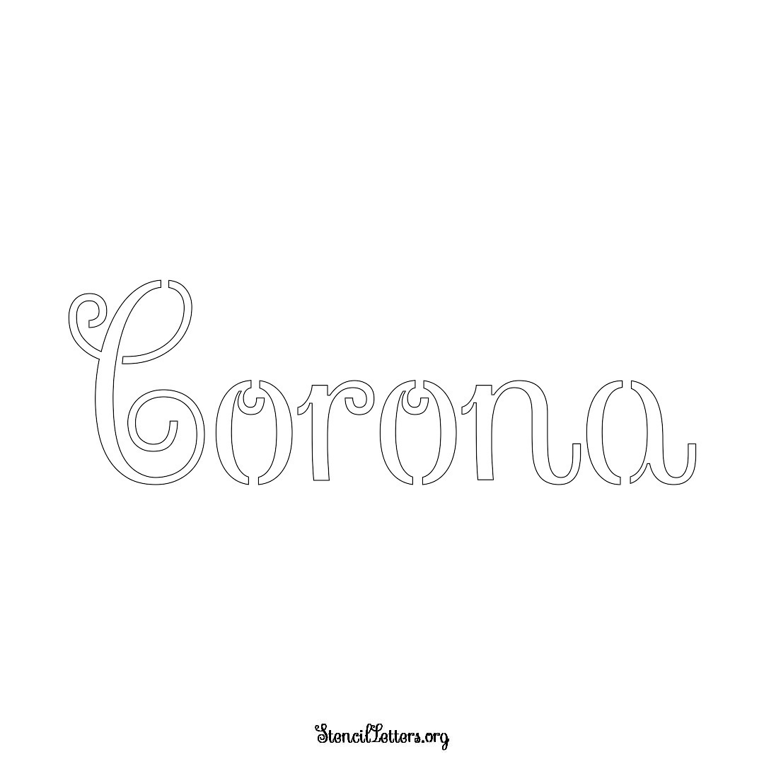 Corona name stencil in Ornamental Cursive Lettering