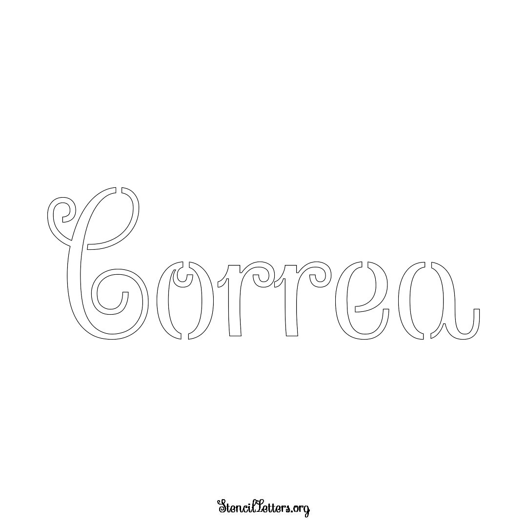 Correa name stencil in Ornamental Cursive Lettering