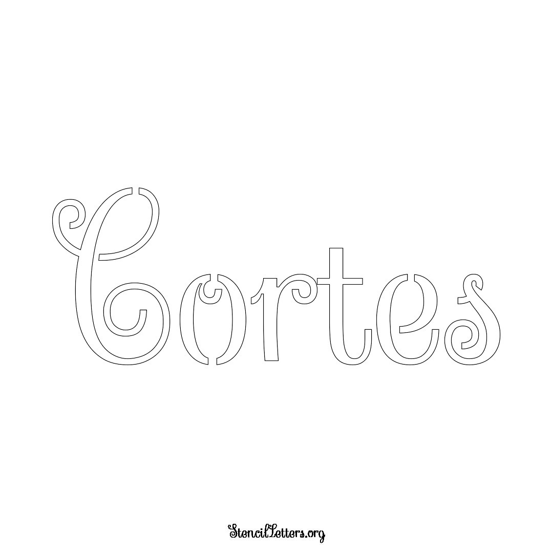 Cortes name stencil in Ornamental Cursive Lettering