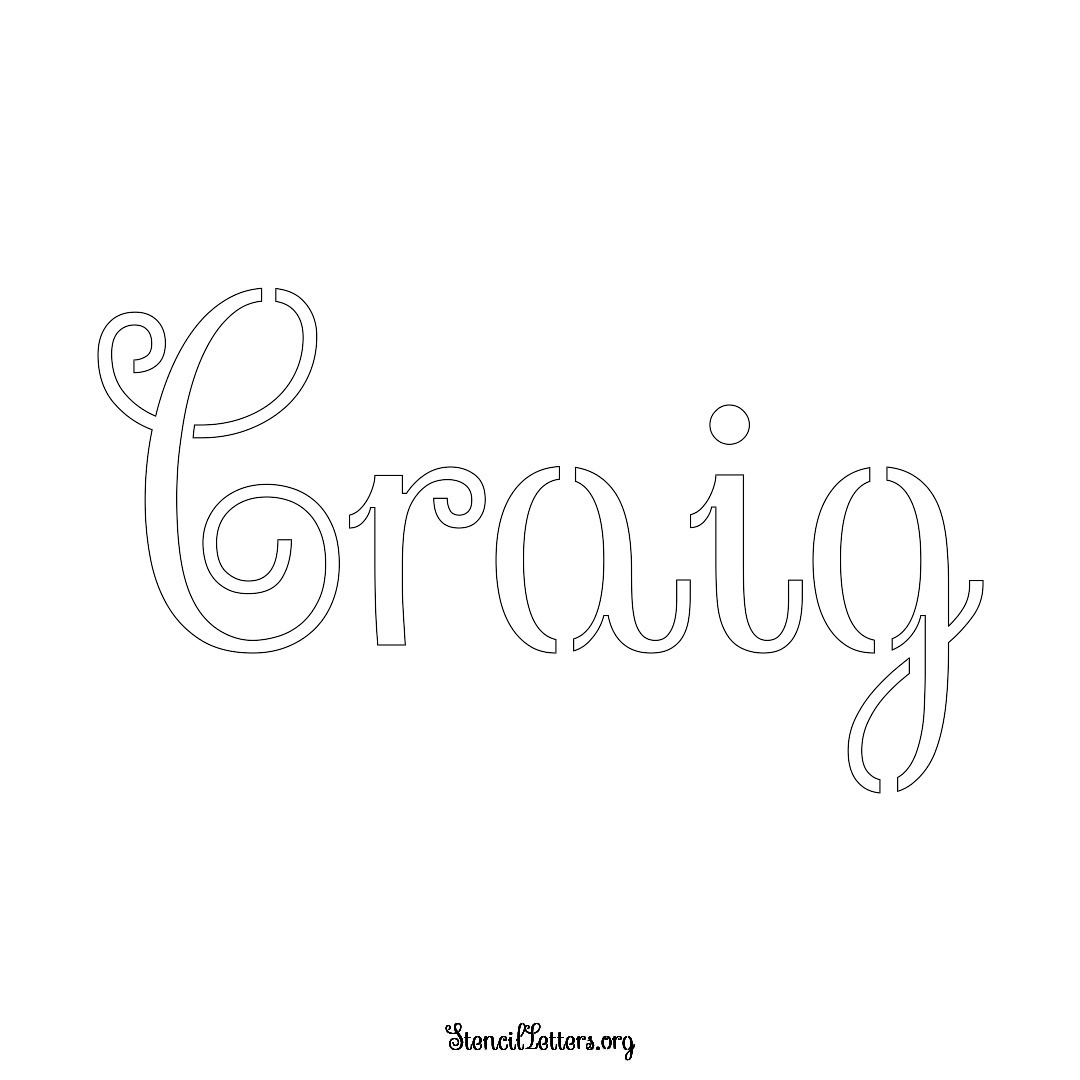 Craig name stencil in Ornamental Cursive Lettering