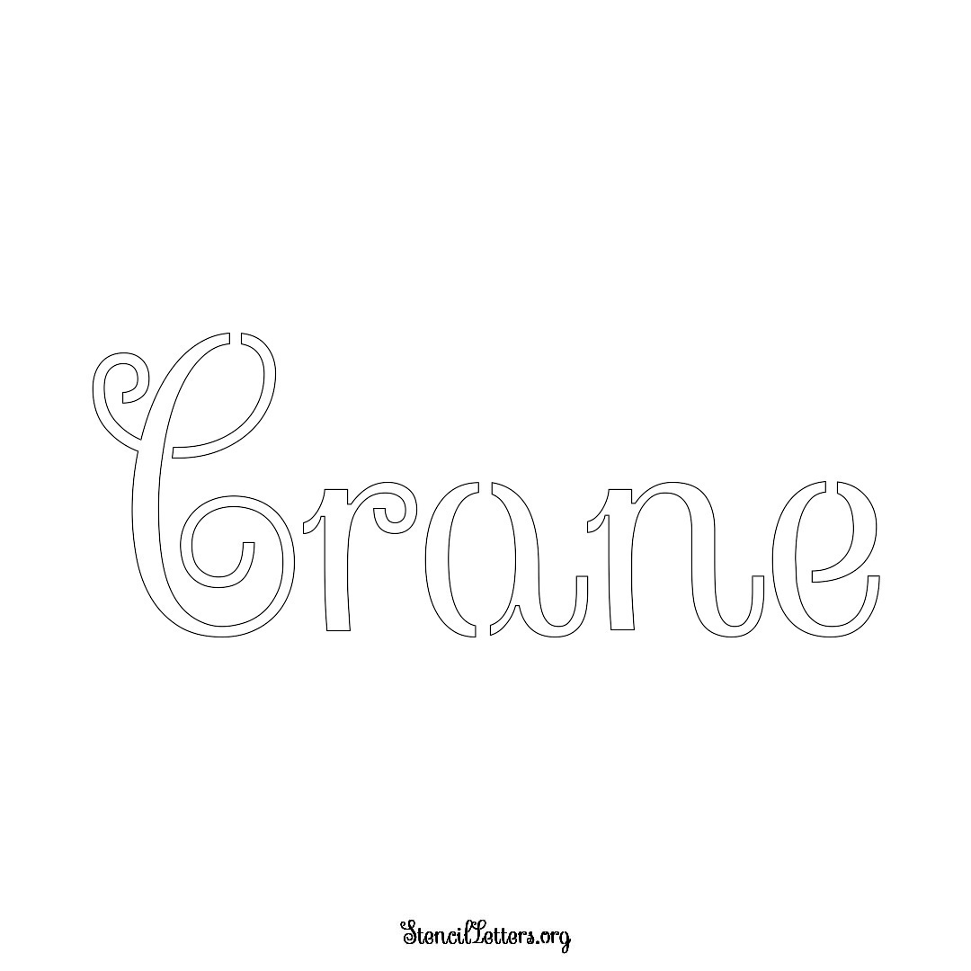 Crane name stencil in Ornamental Cursive Lettering