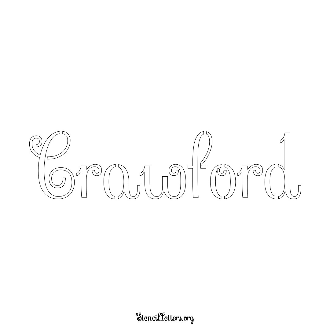 Crawford name stencil in Ornamental Cursive Lettering