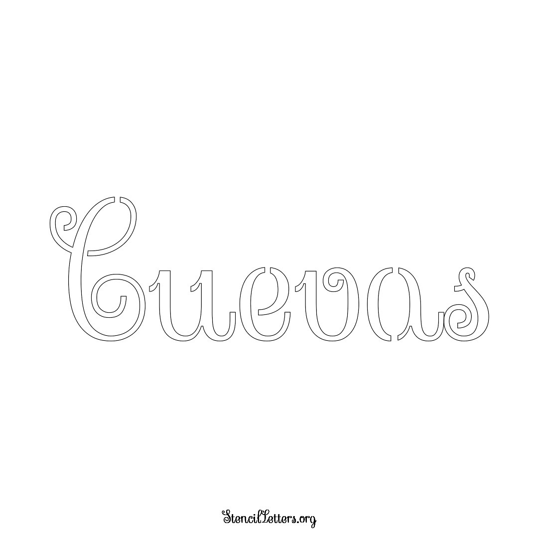 Cuevas name stencil in Ornamental Cursive Lettering