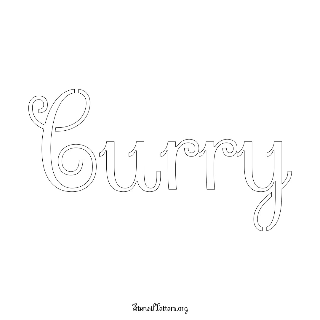 Curry name stencil in Ornamental Cursive Lettering