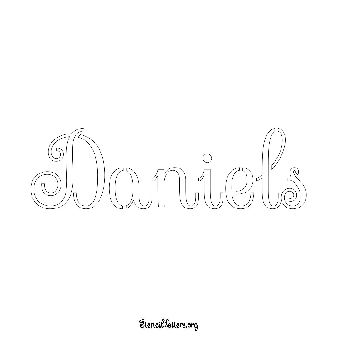 Daniels name stencil in Ornamental Cursive Lettering