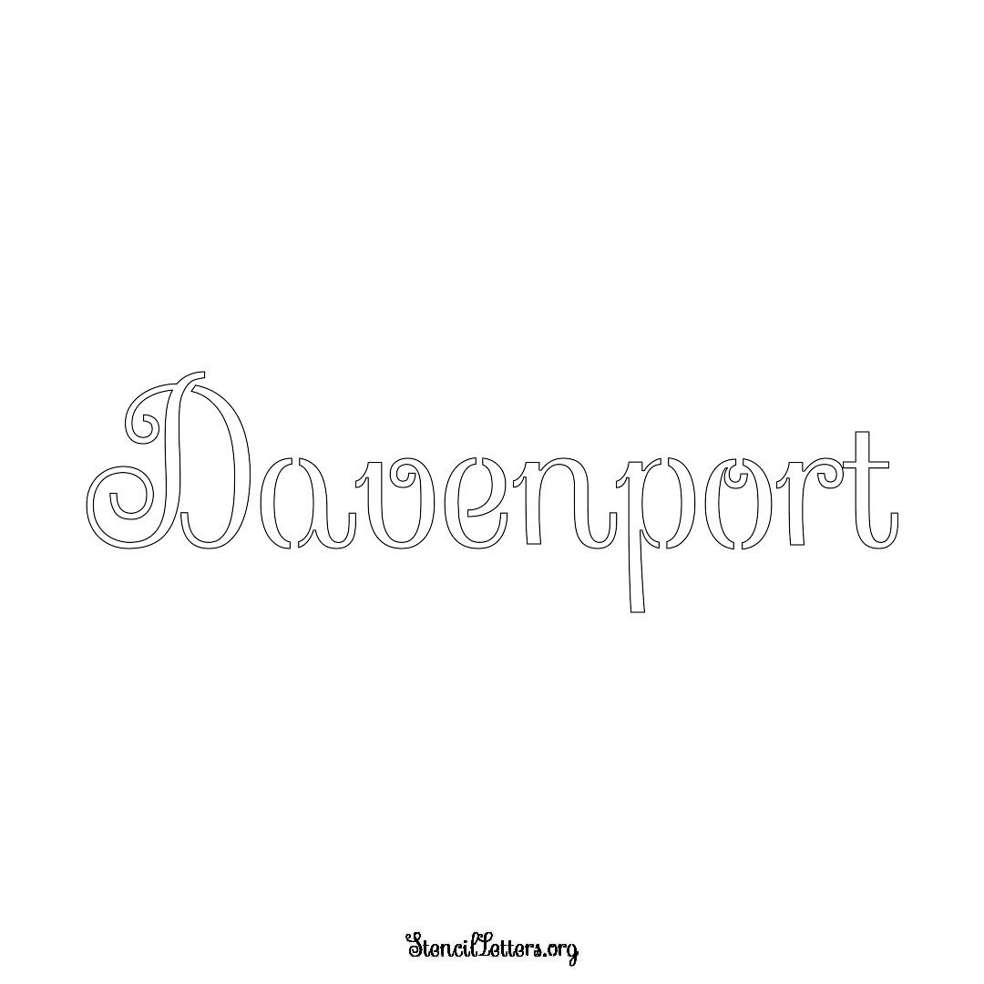 Davenport name stencil in Ornamental Cursive Lettering