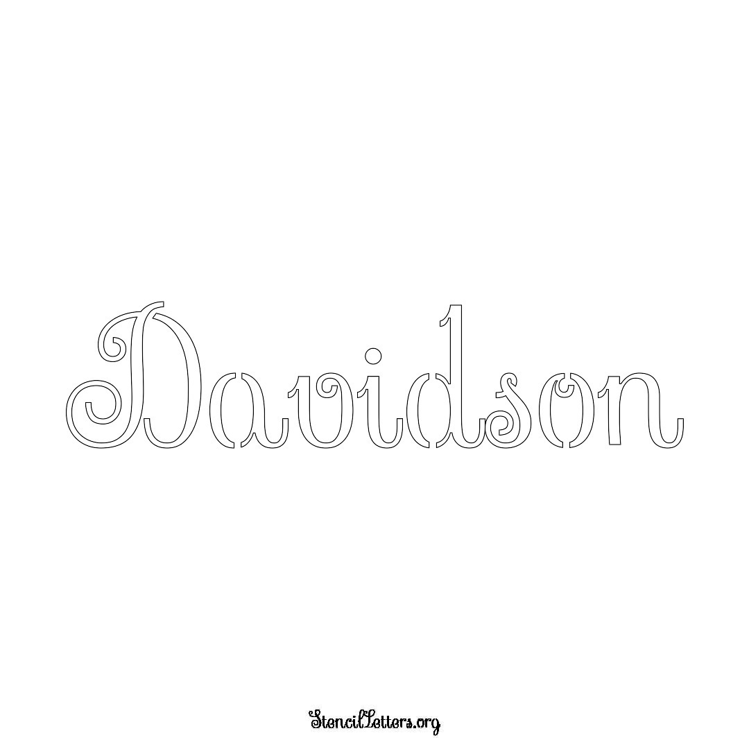 Davidson name stencil in Ornamental Cursive Lettering