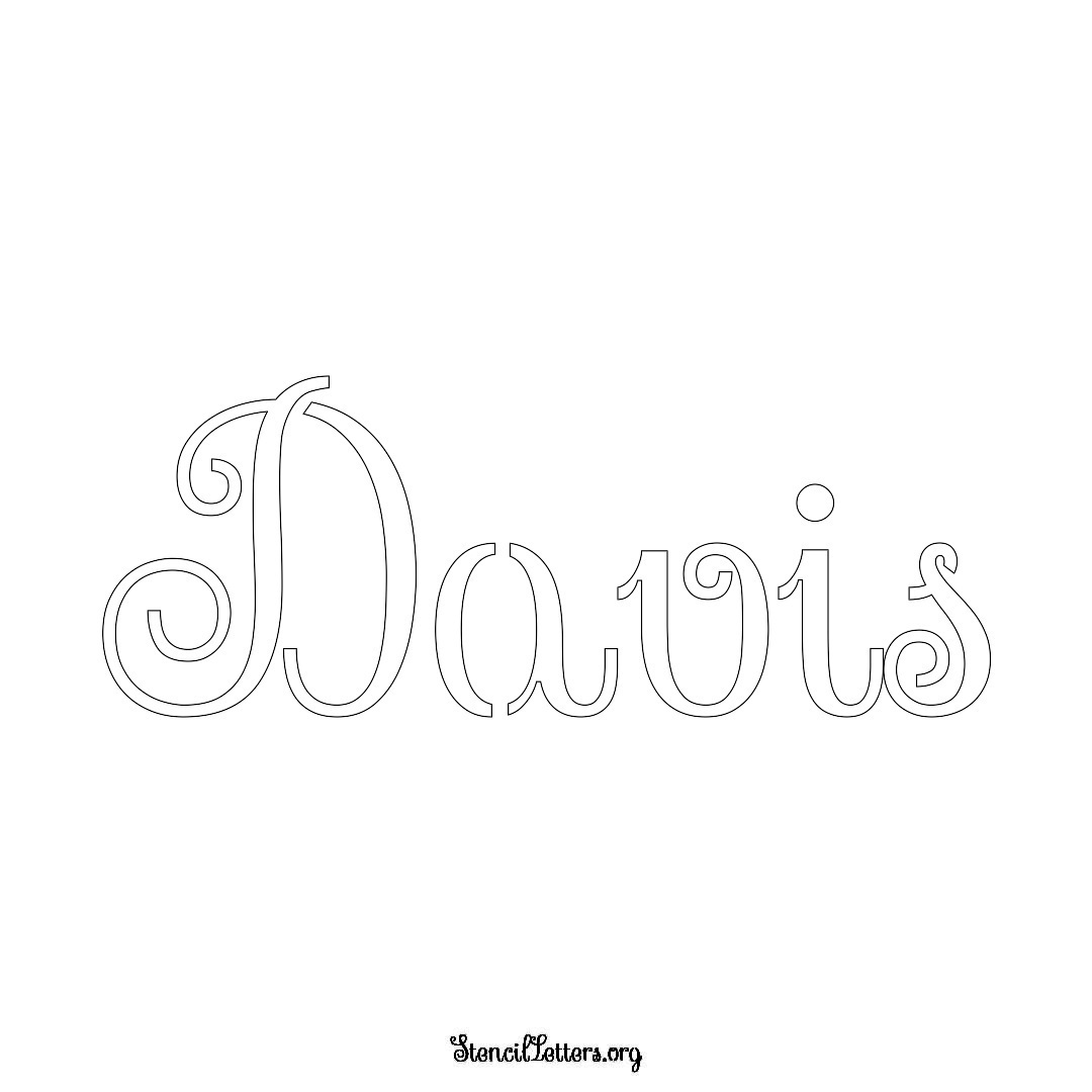 Davis name stencil in Ornamental Cursive Lettering