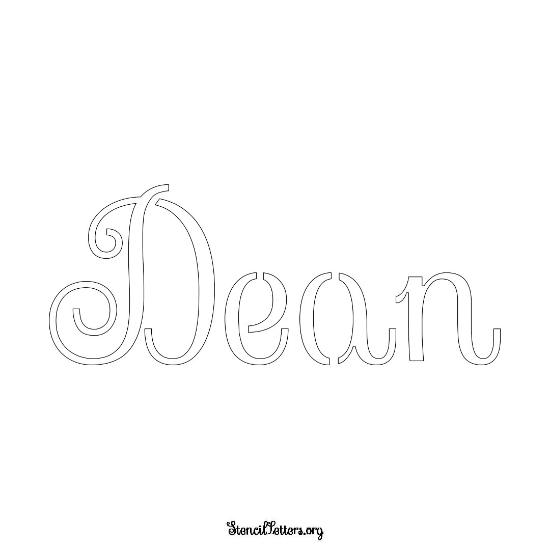 Dean name stencil in Ornamental Cursive Lettering