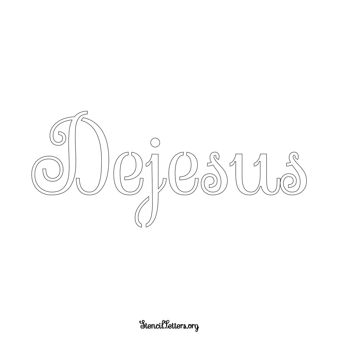 Dejesus name stencil in Ornamental Cursive Lettering