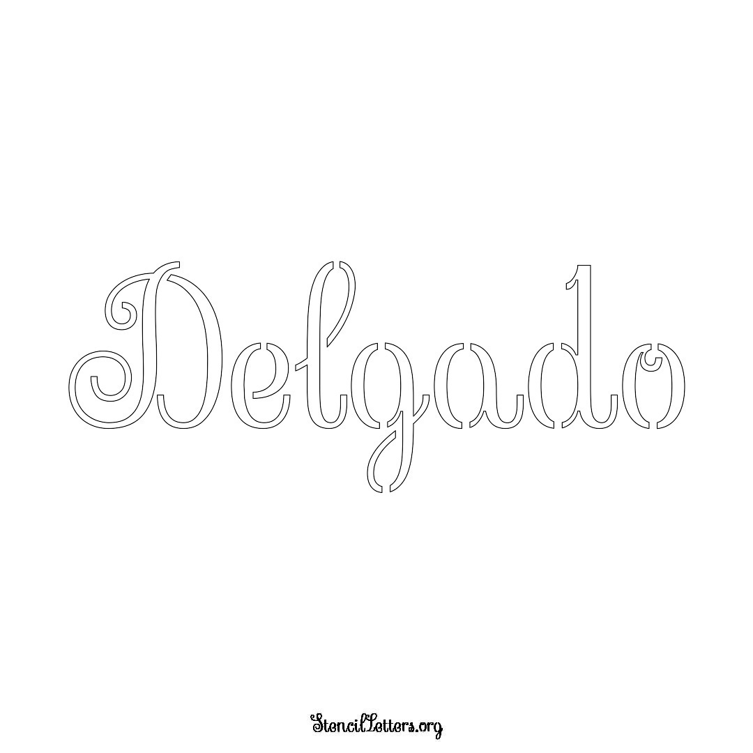 Delgado name stencil in Ornamental Cursive Lettering