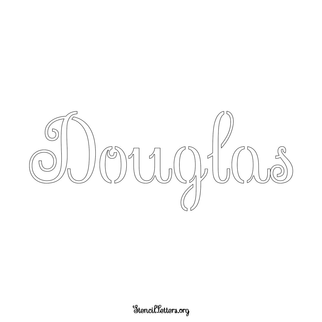 Douglas name stencil in Ornamental Cursive Lettering