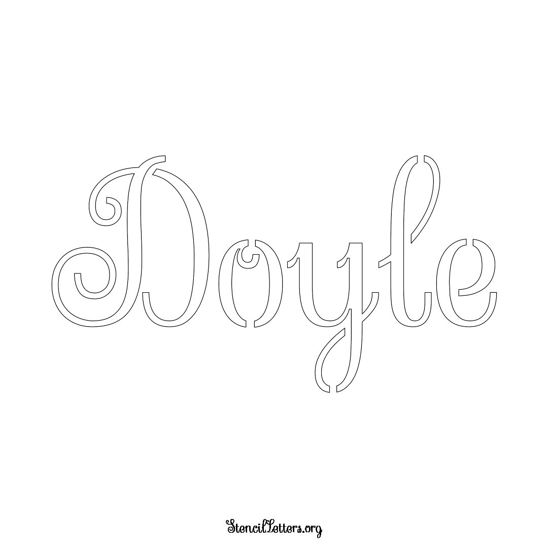 Doyle name stencil in Ornamental Cursive Lettering