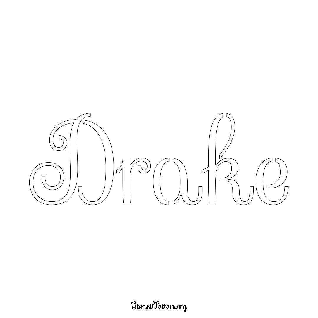 Drake name stencil in Ornamental Cursive Lettering