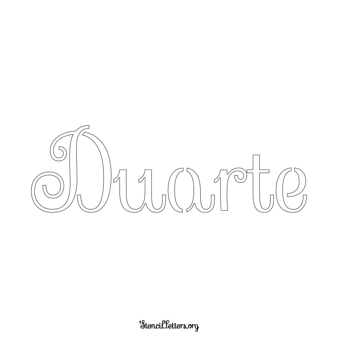 Duarte name stencil in Ornamental Cursive Lettering