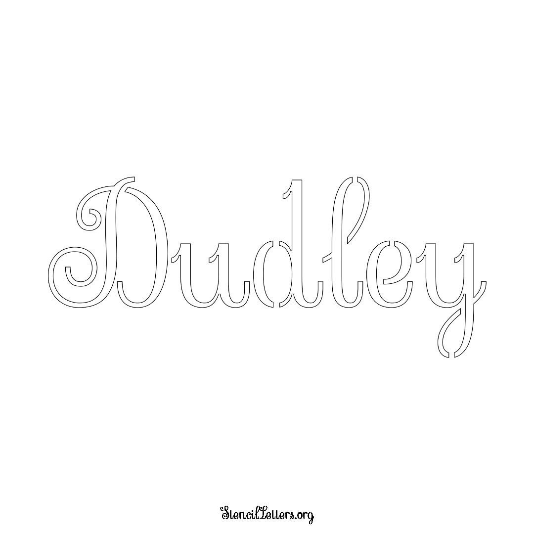 Dudley name stencil in Ornamental Cursive Lettering