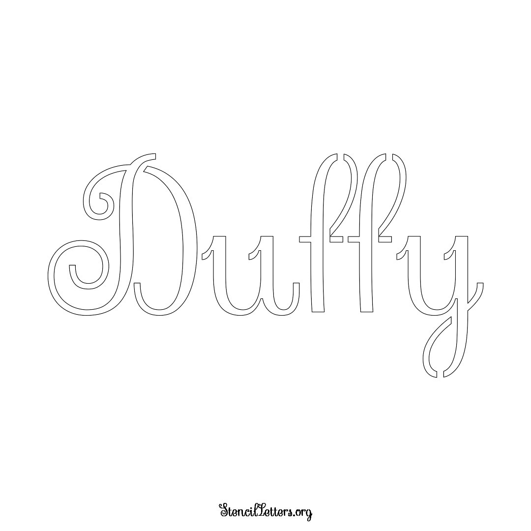 Duffy name stencil in Ornamental Cursive Lettering