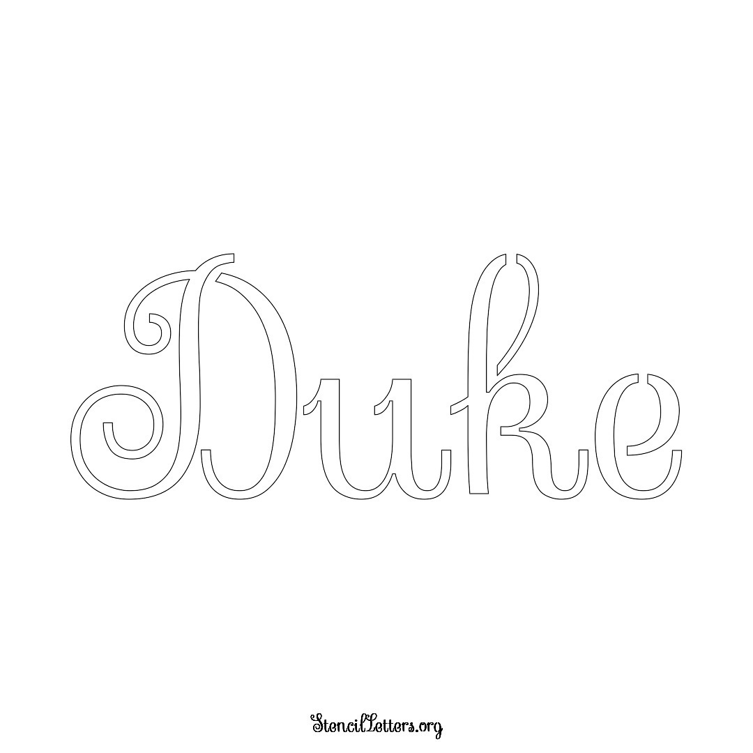 Duke name stencil in Ornamental Cursive Lettering