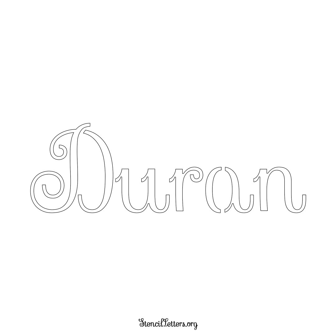 Duran name stencil in Ornamental Cursive Lettering