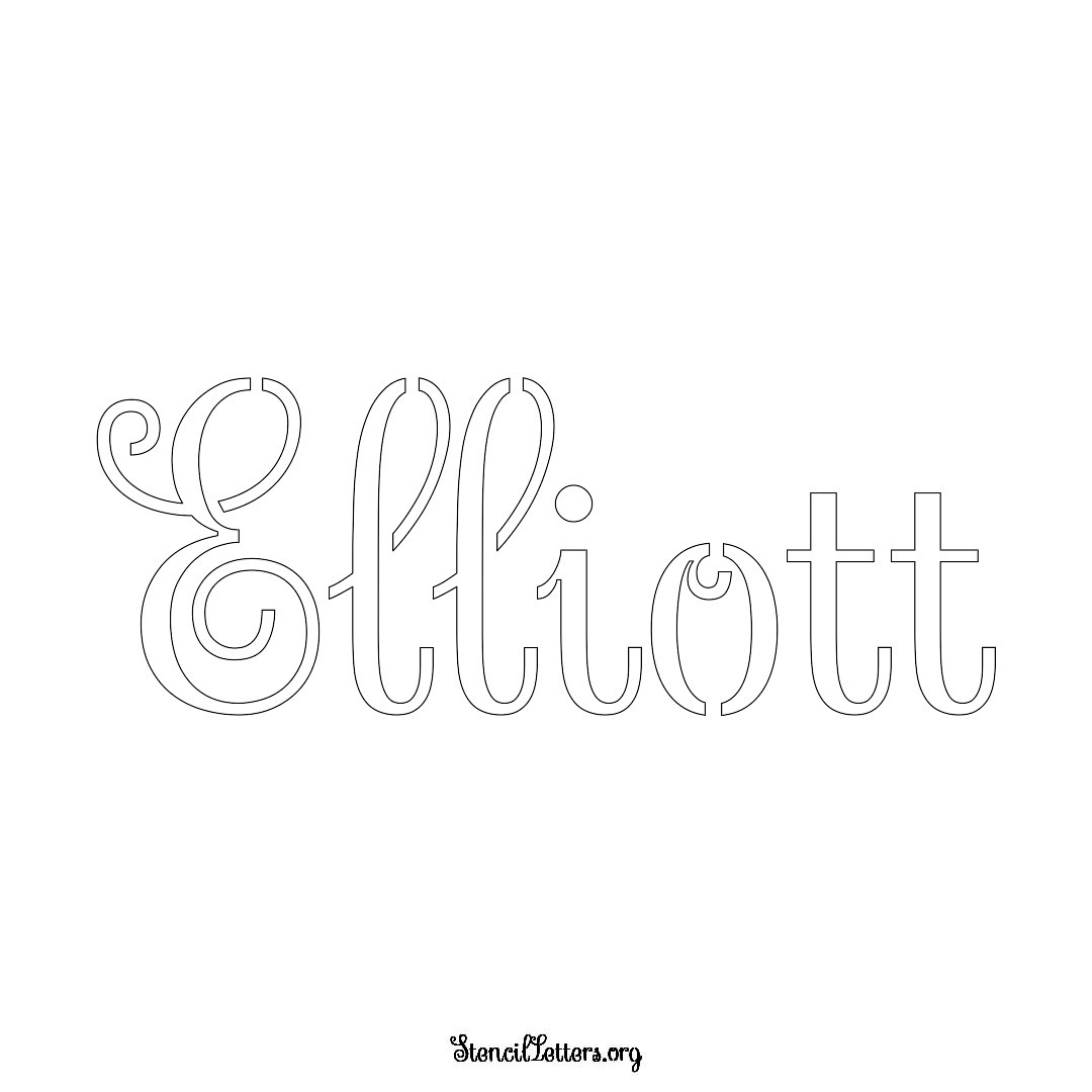 Elliott name stencil in Ornamental Cursive Lettering