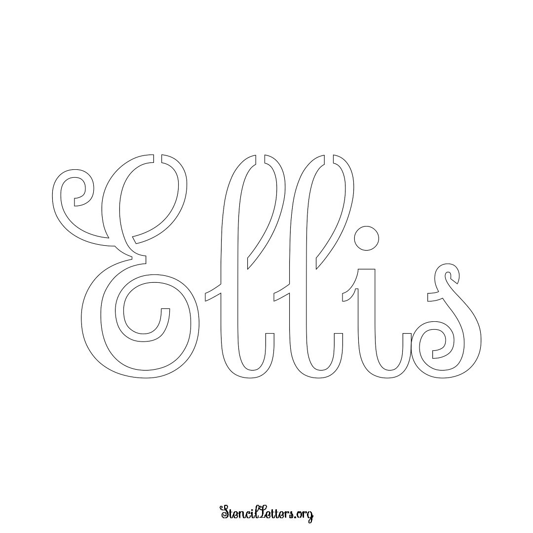 Ellis name stencil in Ornamental Cursive Lettering