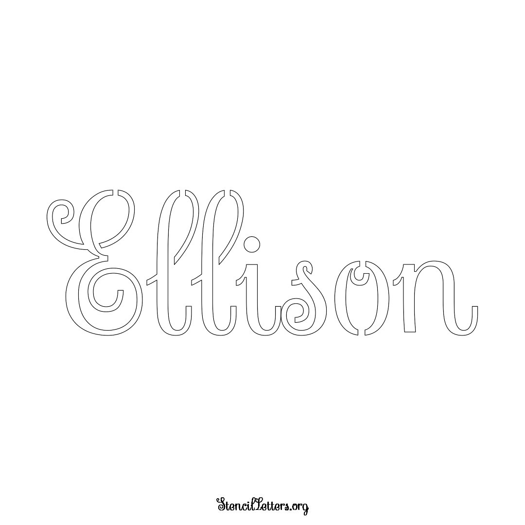 Ellison name stencil in Ornamental Cursive Lettering