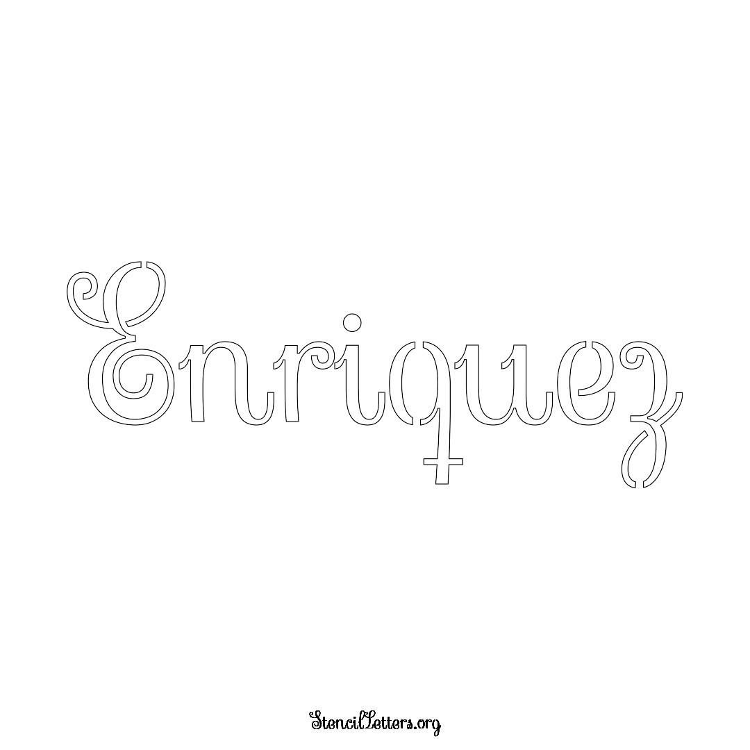 Enriquez name stencil in Ornamental Cursive Lettering