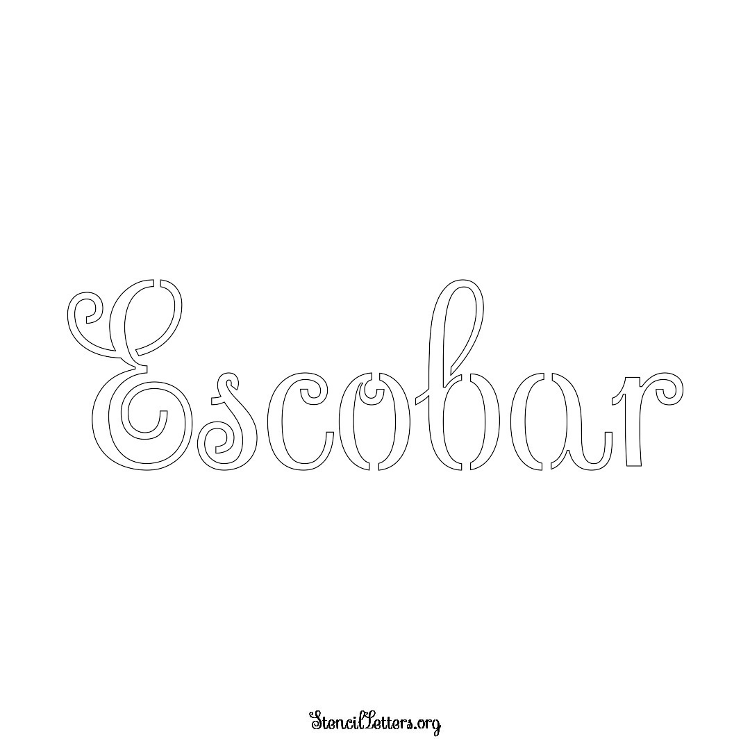 Escobar name stencil in Ornamental Cursive Lettering