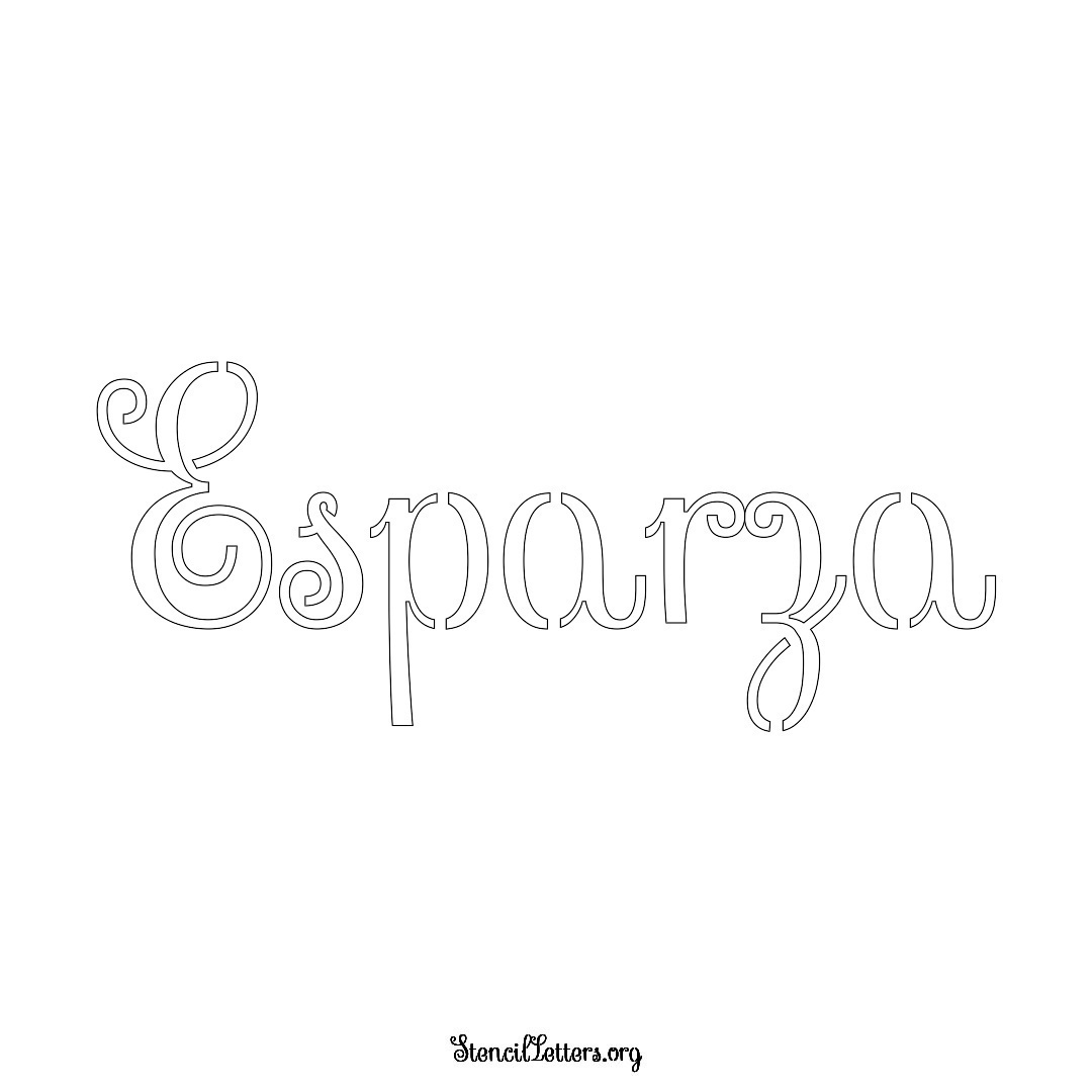 Esparza name stencil in Ornamental Cursive Lettering