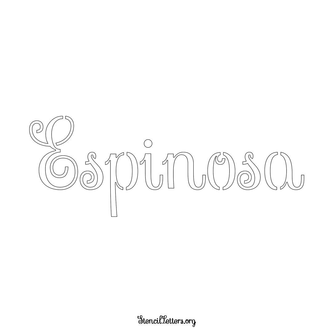 Espinosa name stencil in Ornamental Cursive Lettering