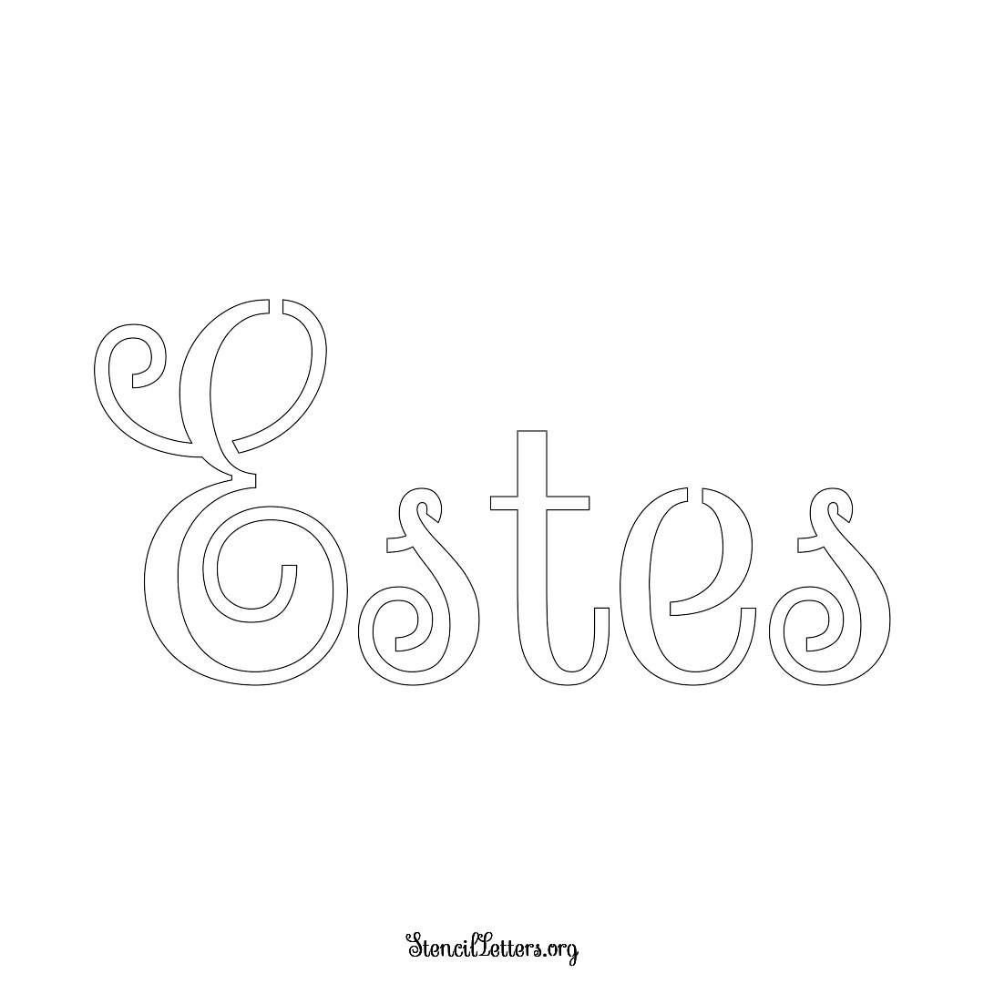 Estes name stencil in Ornamental Cursive Lettering