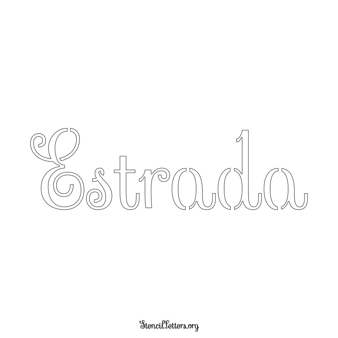 Estrada name stencil in Ornamental Cursive Lettering