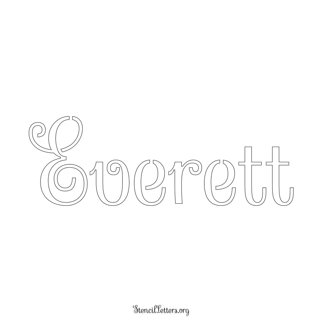 Everett name stencil in Ornamental Cursive Lettering