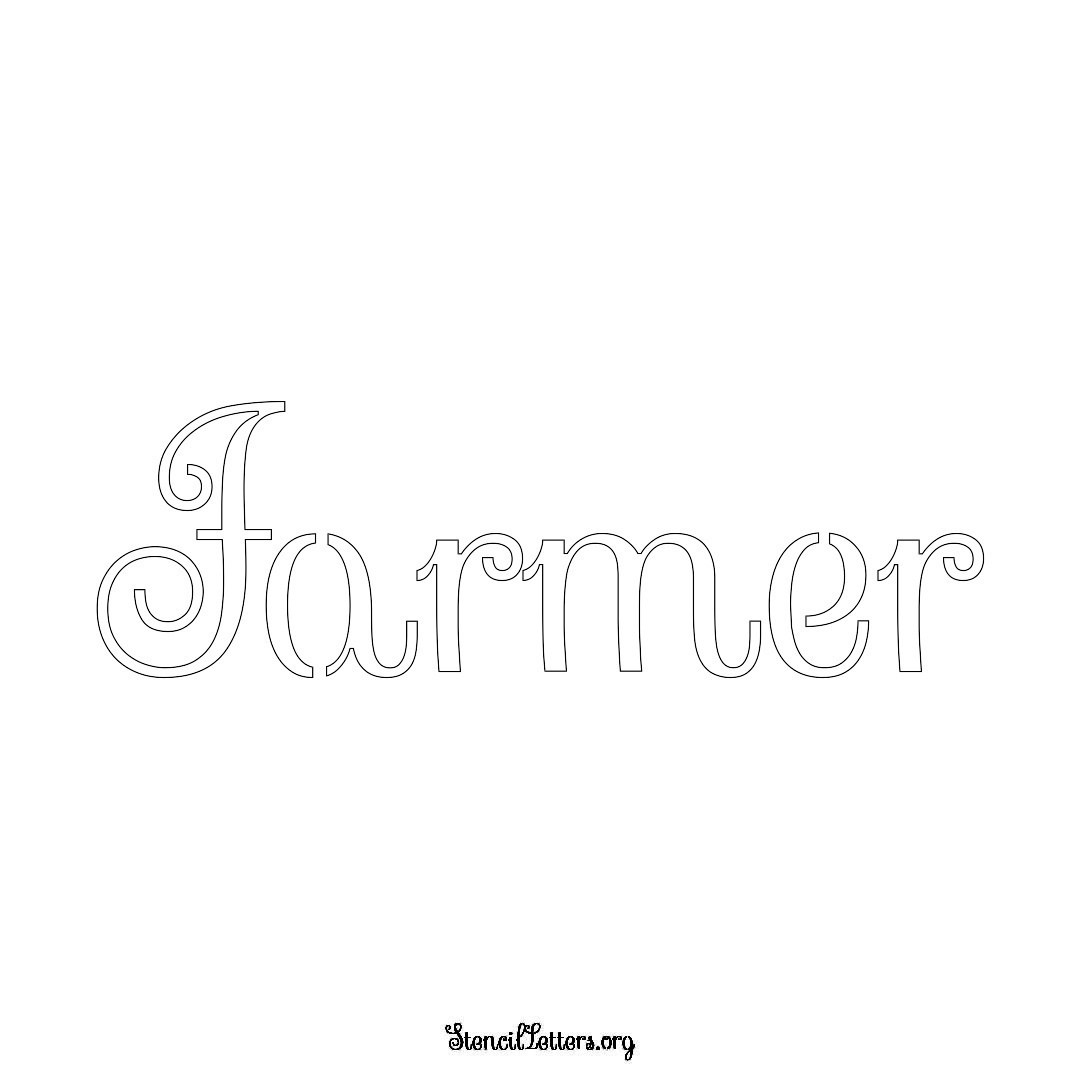 Farmer name stencil in Ornamental Cursive Lettering