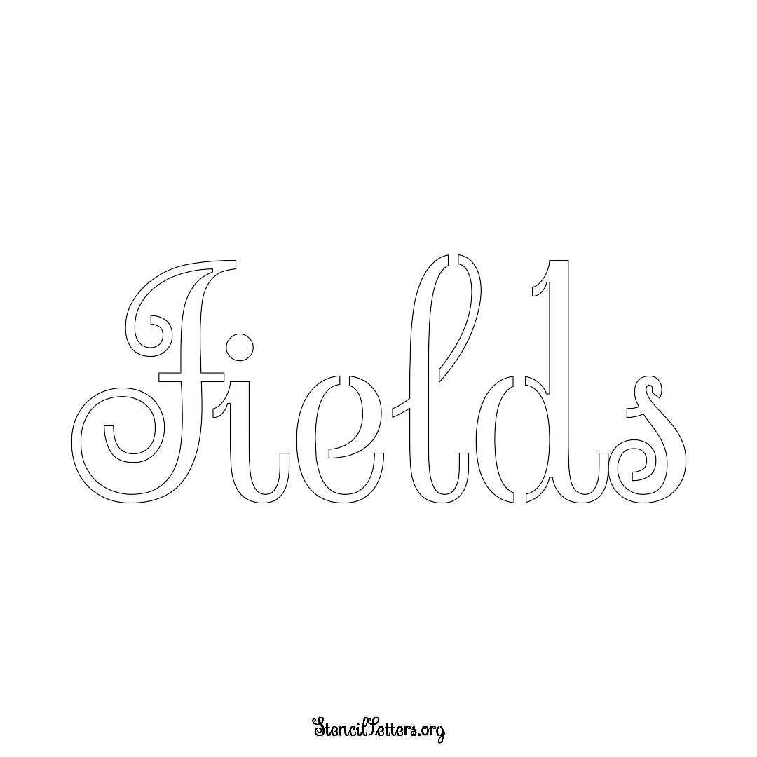 Fields name stencil in Ornamental Cursive Lettering