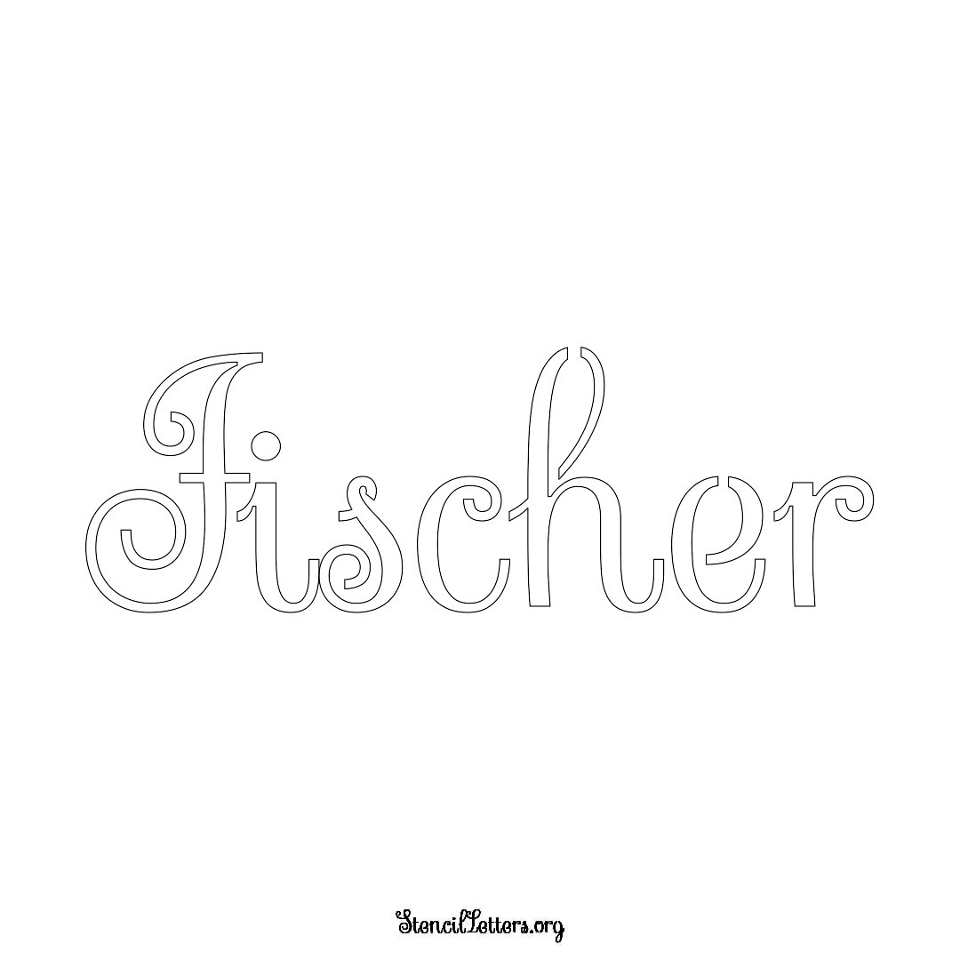 Fischer name stencil in Ornamental Cursive Lettering