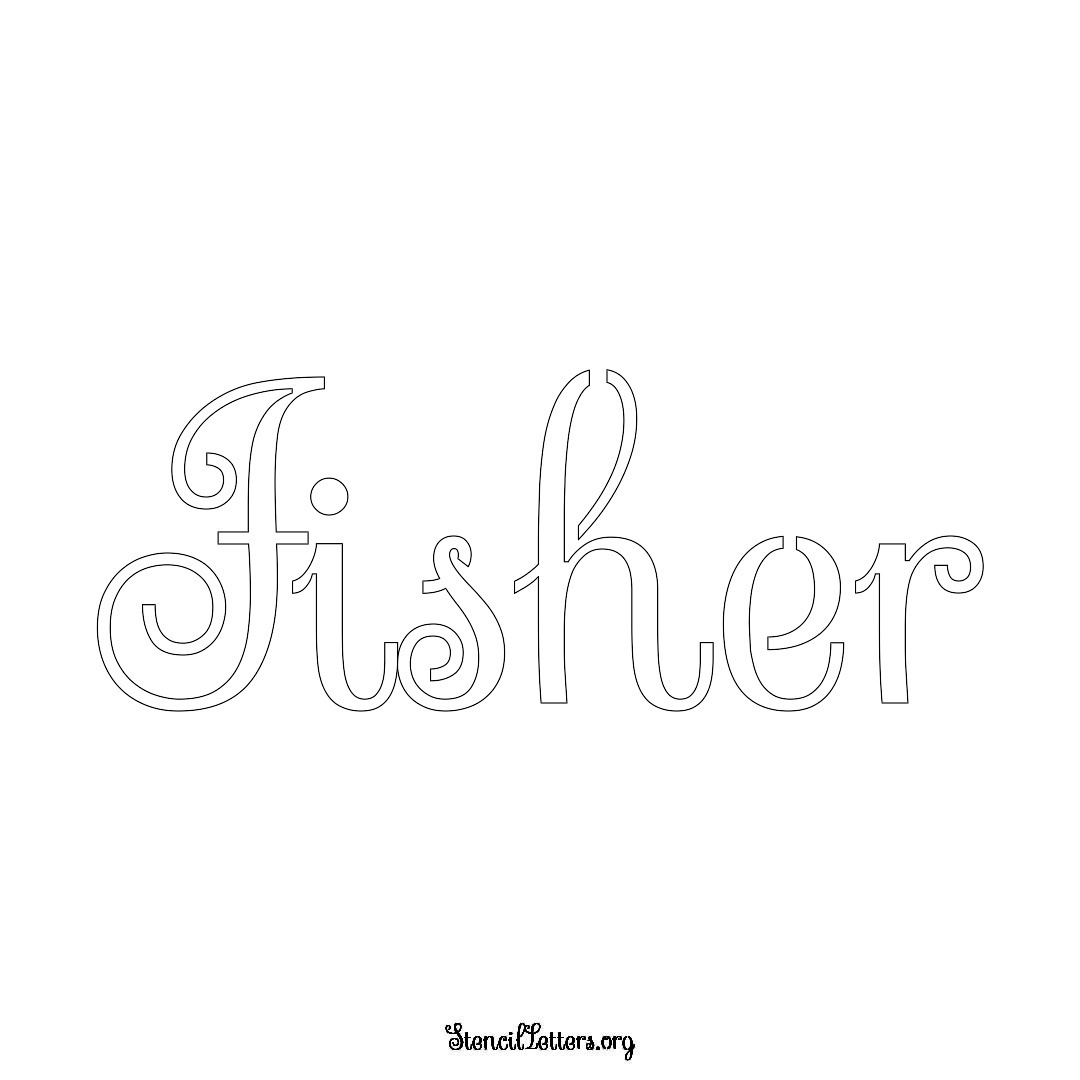 Fisher name stencil in Ornamental Cursive Lettering