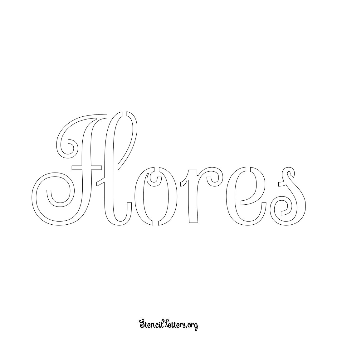 Flores name stencil in Ornamental Cursive Lettering