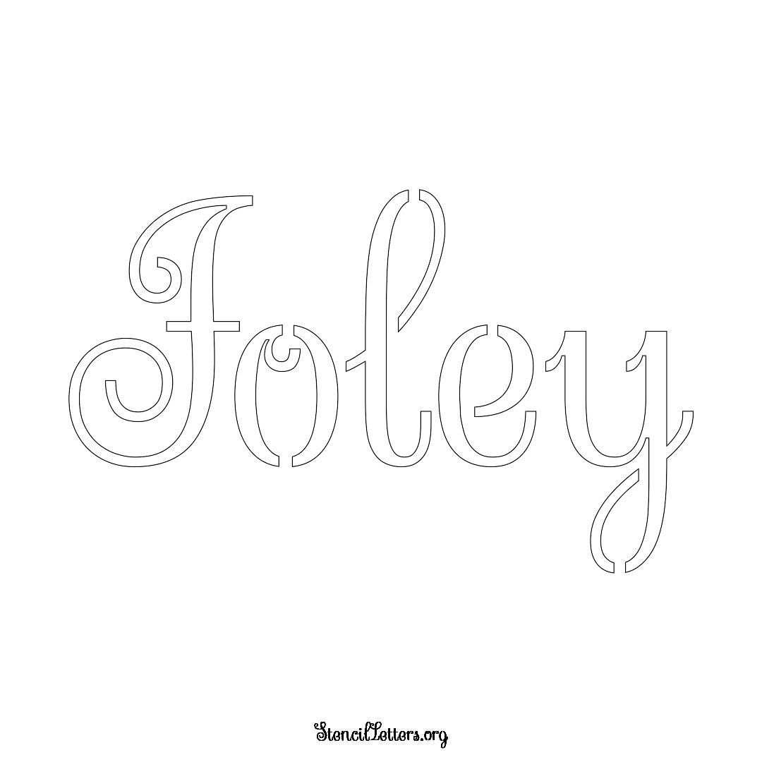 Foley name stencil in Ornamental Cursive Lettering