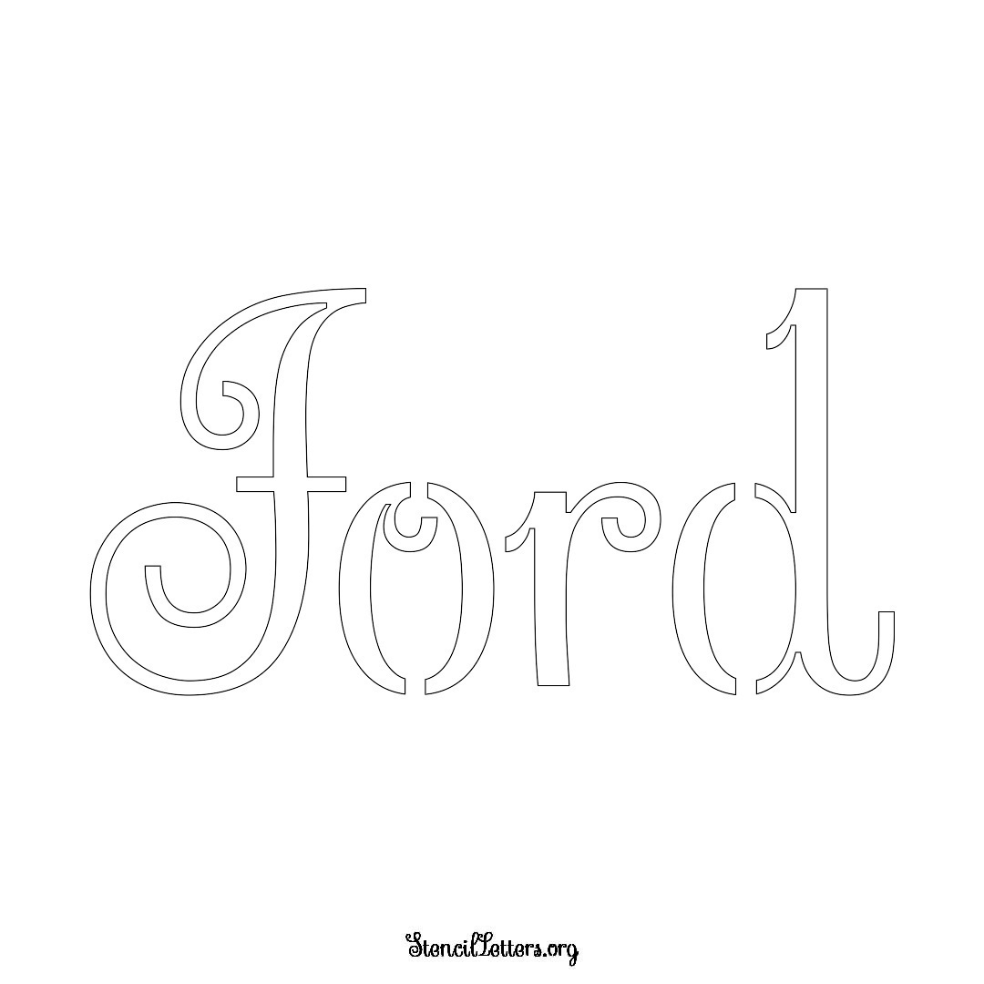 Ford name stencil in Ornamental Cursive Lettering