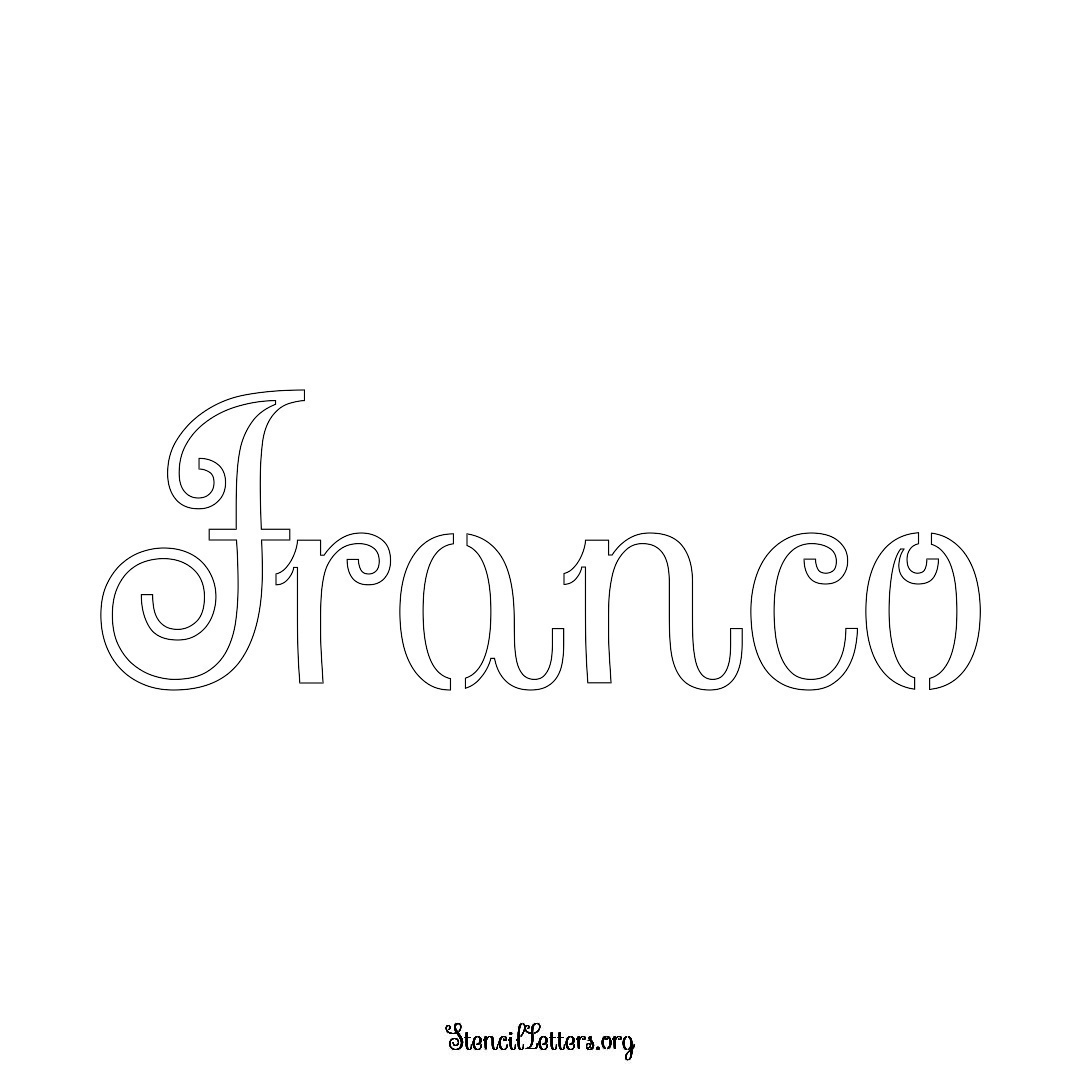 Franco name stencil in Ornamental Cursive Lettering