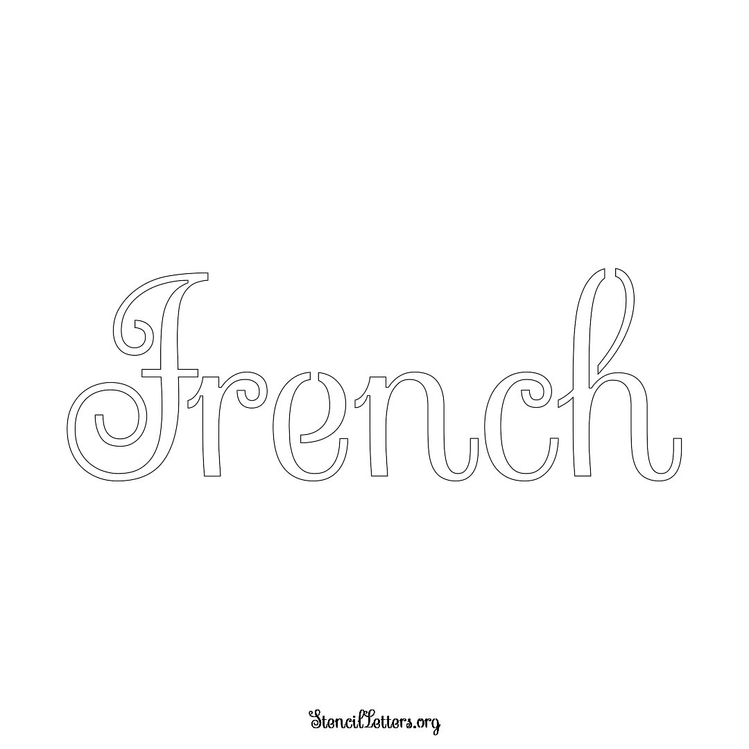 French name stencil in Ornamental Cursive Lettering