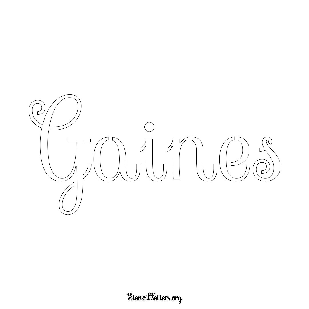 Gaines name stencil in Ornamental Cursive Lettering