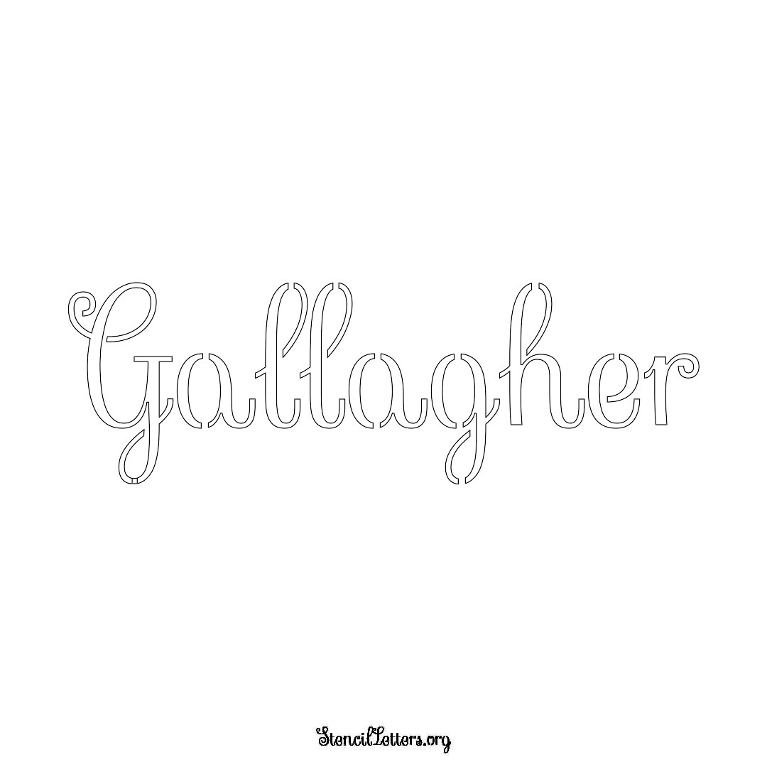 Gallagher name stencil in Ornamental Cursive Lettering